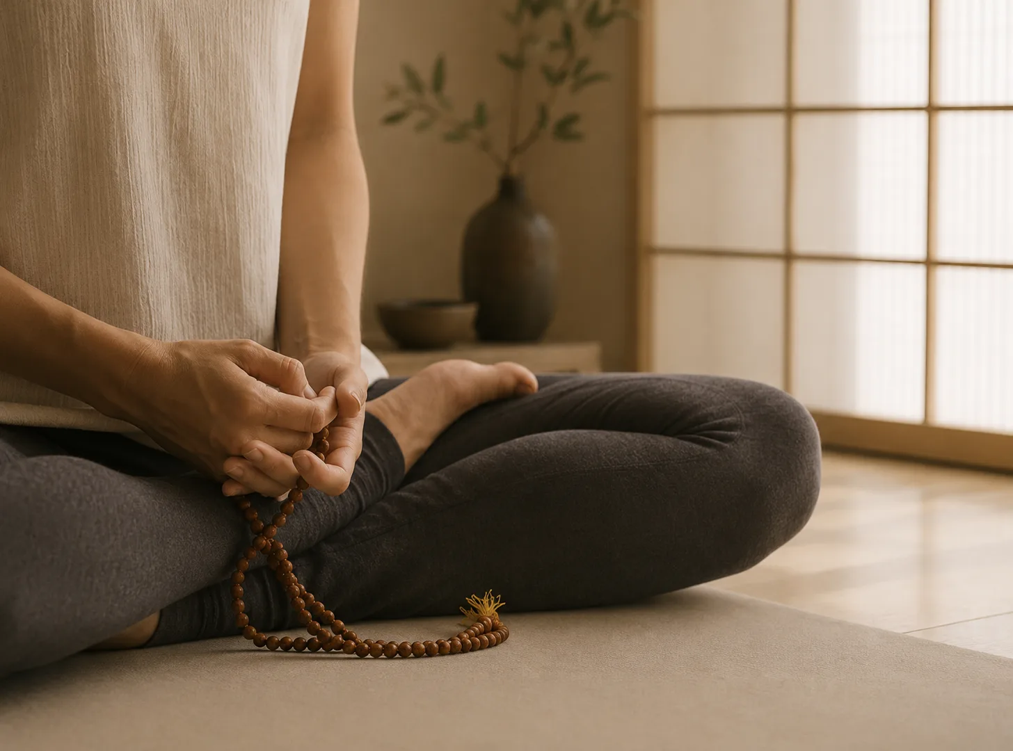Person meditating as a way to manage stress
