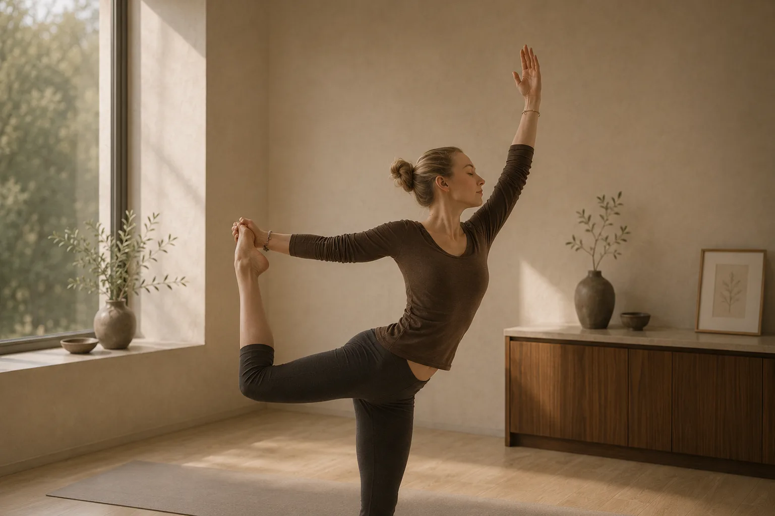 Person practicing yoga outdoors